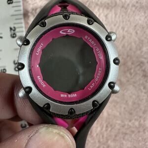 CG Womens Digital Sport Watch Pink Black WR 50M Silver Tone